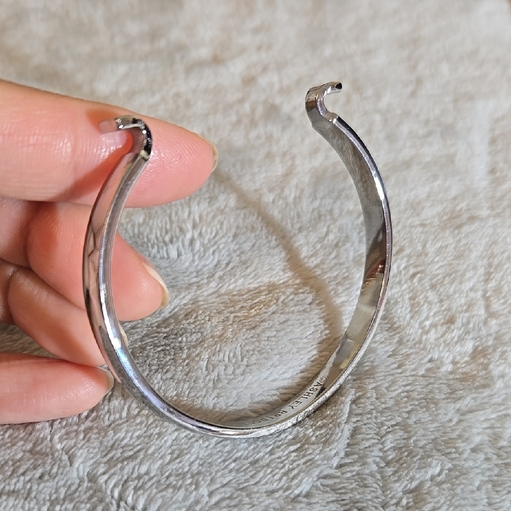 #226 ASHLEY BRIDGET Sleek Silver Cuff Bracelet with Open Design
